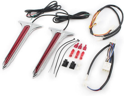 ya 10 9.16 zhengce Chrome LED Rear Saddlebag Brake Tail Light Red Lens for Harley Touring Road