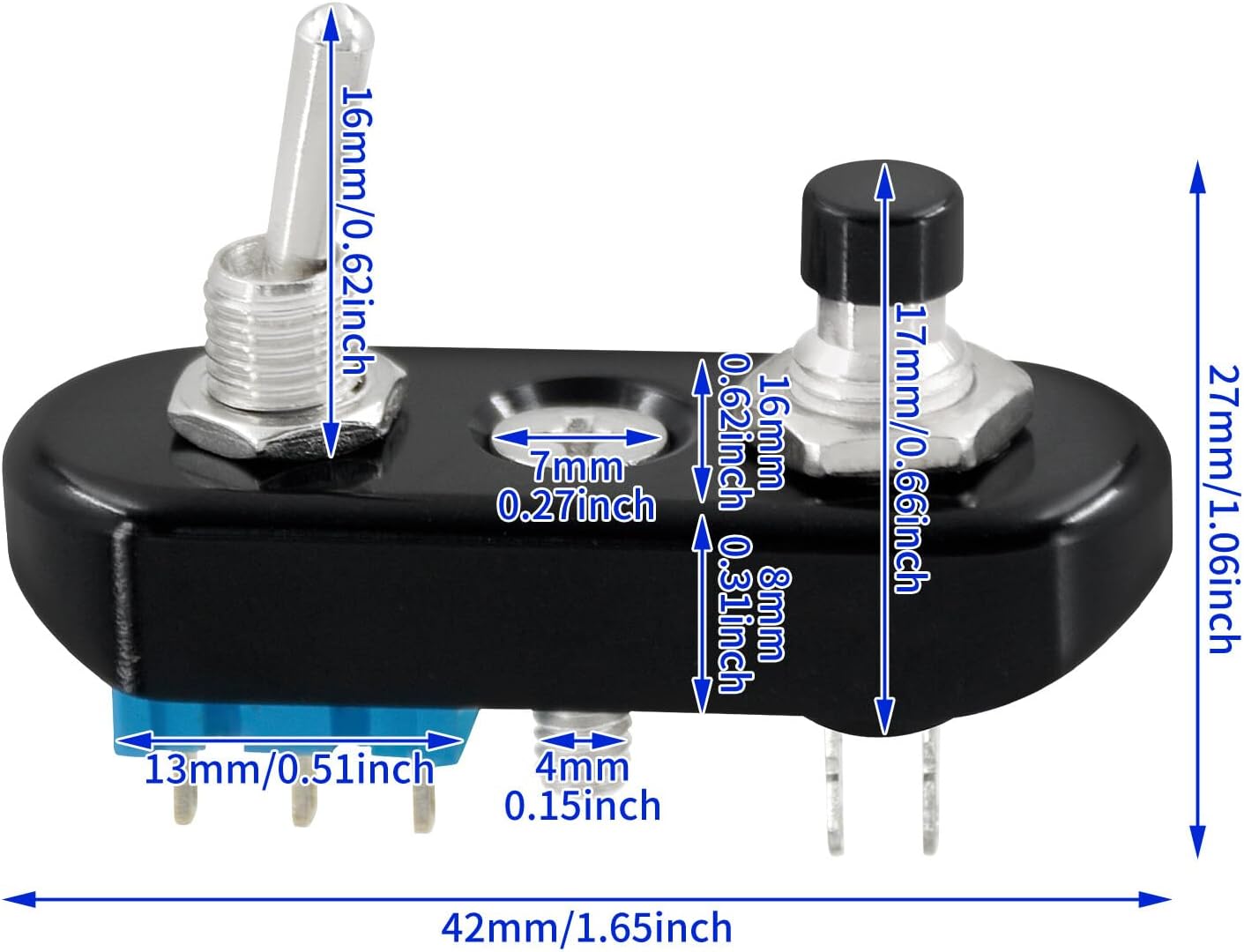 ya 4 8.24 baidi Black for Mini Control Toggle Push Switch ON/OFF Button For Universal 1 Handlebar