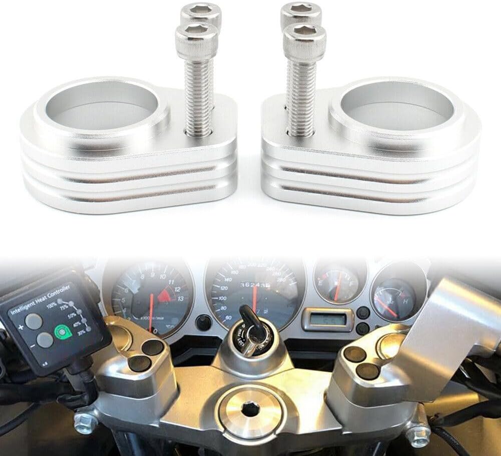 ya 6 8.14 Motorcycle Handlebar Riser Spacer Riser Mount Clamp Chrome for Kawasaki ZZR1200