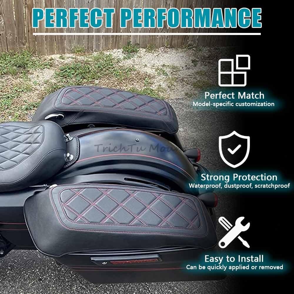 ya 11 9.14 baidiRed Waterproof Hardbag Saddlebag Lid Covers for Harley Touring 2014-2024 New