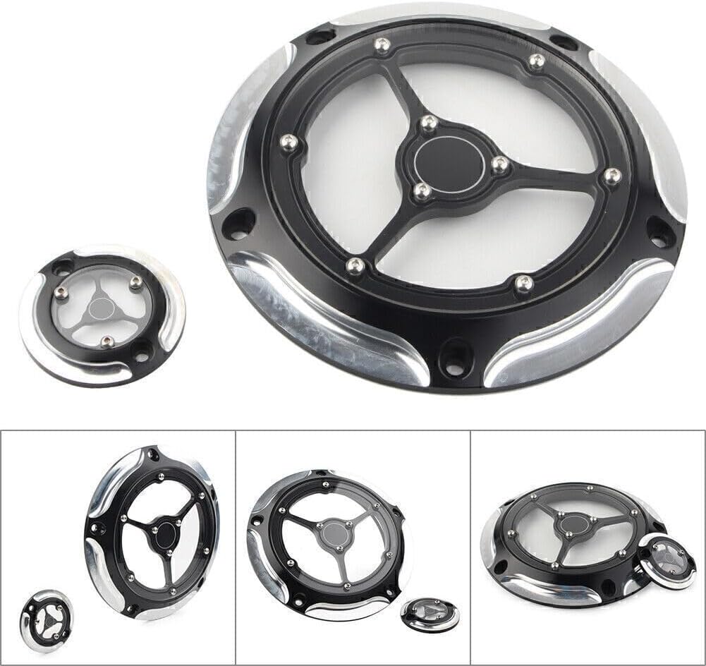 ya 4 8.14 Black Clarity Derby Cover Timing Cover Fit for Harley FLH/T 2016-up FLHTCUL Aluminum