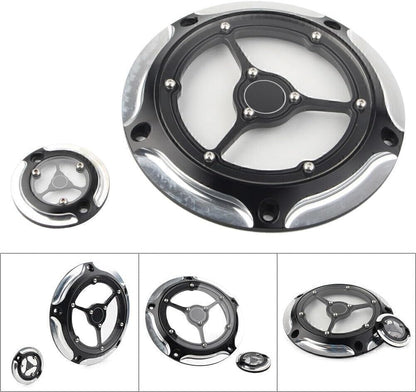 ya 4 8.14 Black Clarity Derby Cover Timing Cover Fit for Harley FLH/T 2016-up FLHTCUL Aluminum