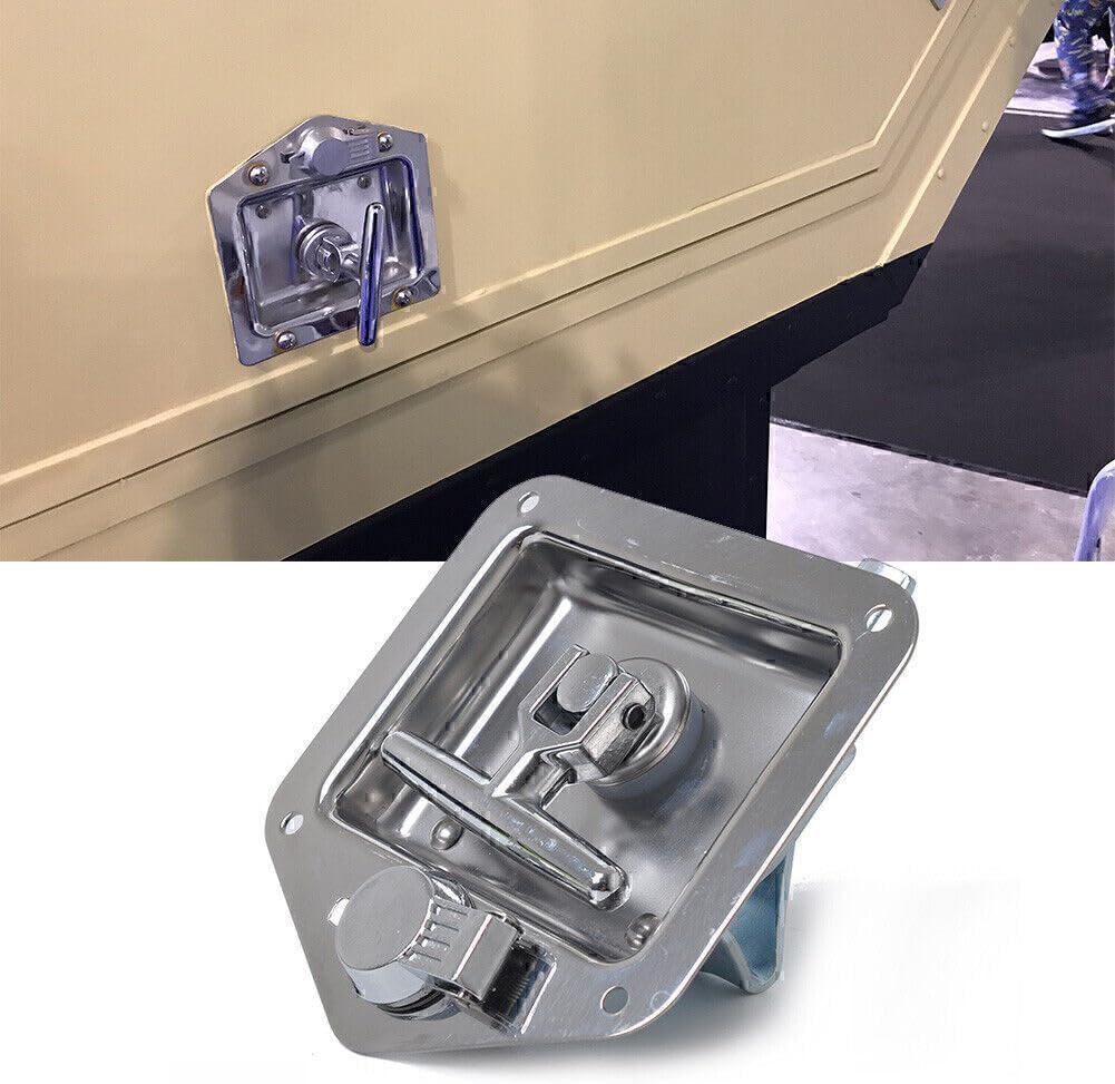 ya 4 8.14 Folding T Handle Lock Flush Mount Kit Box Trailer Caravan Toolbox Stainles