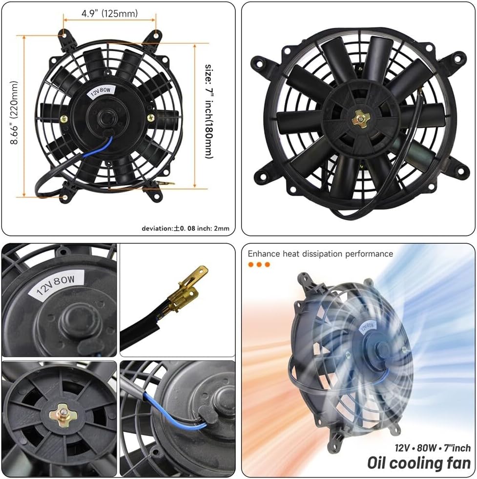 ya 12 10.8 baidi LR 30 Row AN10 Oil Cooler Kit+Filter Adapter Hose Kit +7 Electric Fan Kit Black