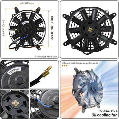 ya 12 10.8 baidi LR 30 Row AN10 Oil Cooler Kit+Filter Adapter Hose Kit +7 Electric Fan Kit Black