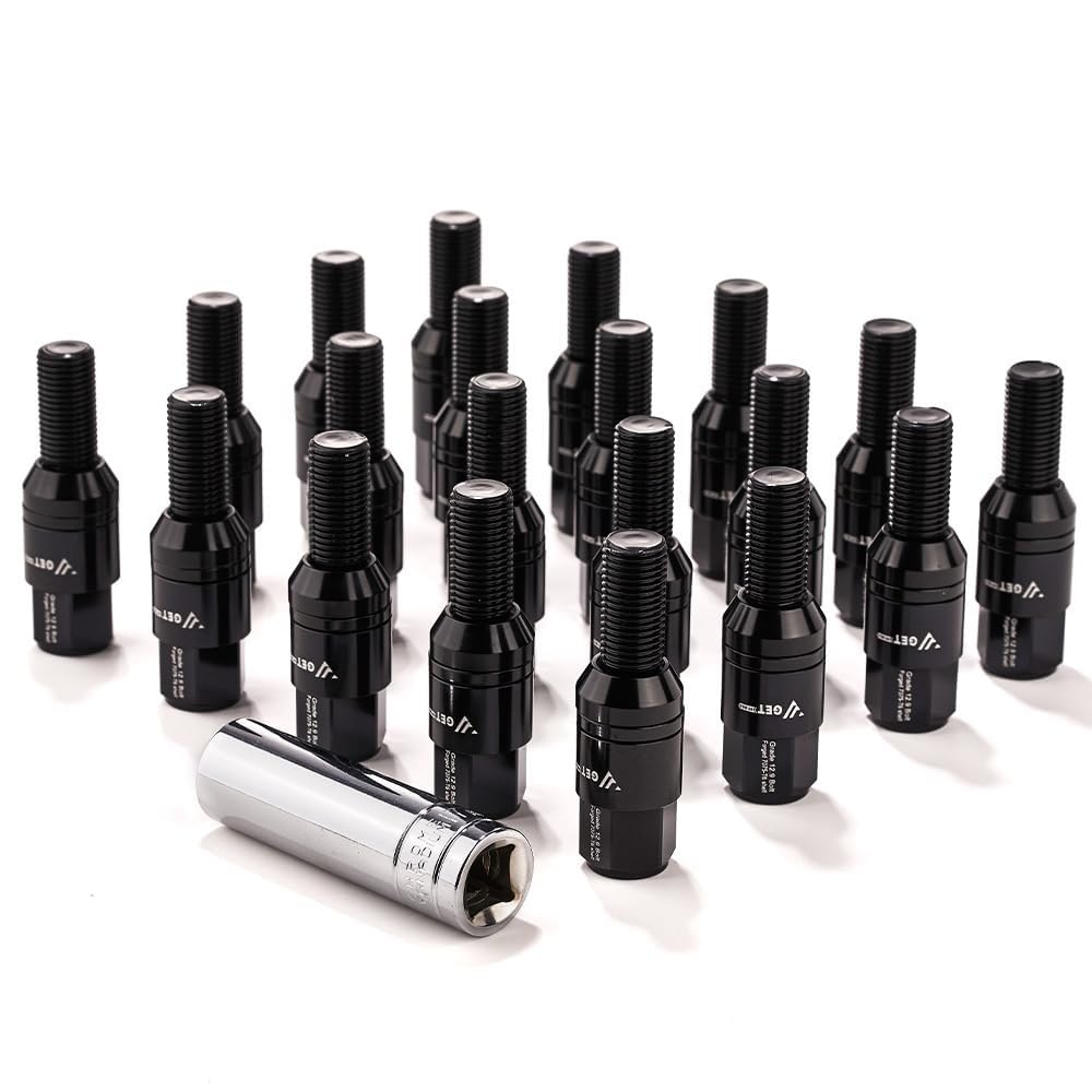 ya 10 9.16 baidi 20x M14x1.25 Wheel Lug Bolt 35mm Shank Cone for SEAT Stud for Most Aftermarket Black