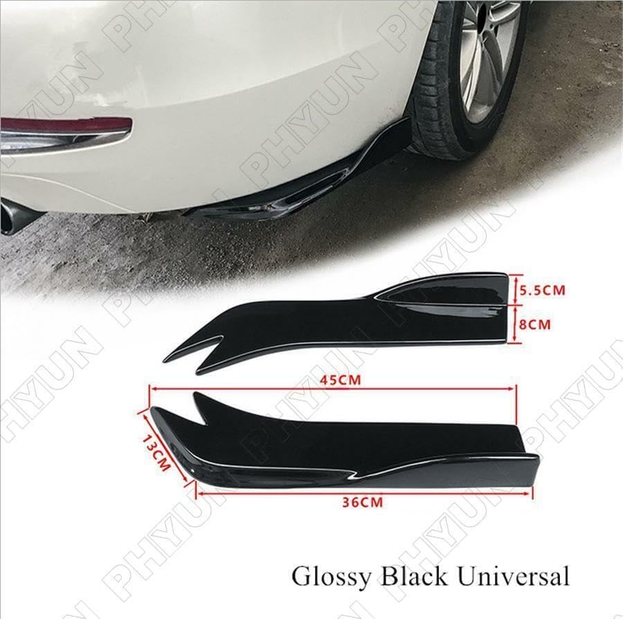 ya 2 8.15 Pair Car Rear Bumper Spoiler Lip Wrap Angle Splitter Protector Kit Glossy Black