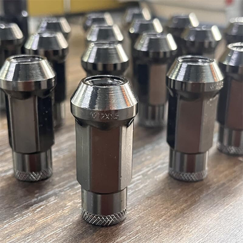 ya 10 9.16 baidi 20pcs M12x1.5 Lug Nuts 48mm Steel Open End Wheel Nuts Bolts w/Socket Gun Black