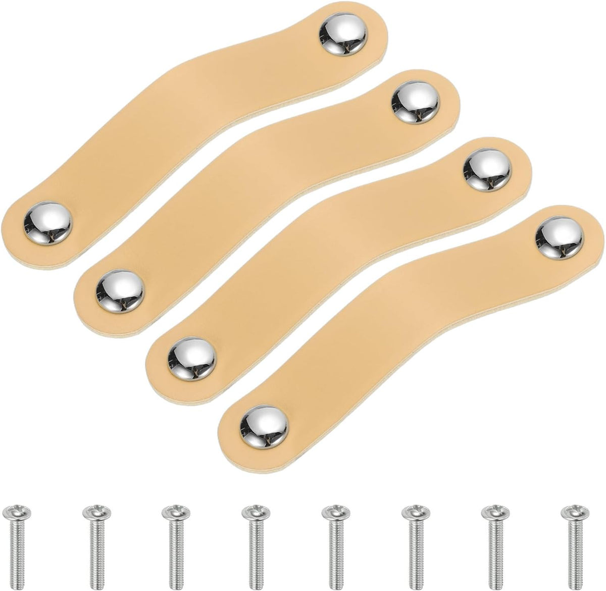 ya 26 10.21 baidi 4 Pcs Leather Drawer Pulls Double Hole Leather Handle with Screws Beige