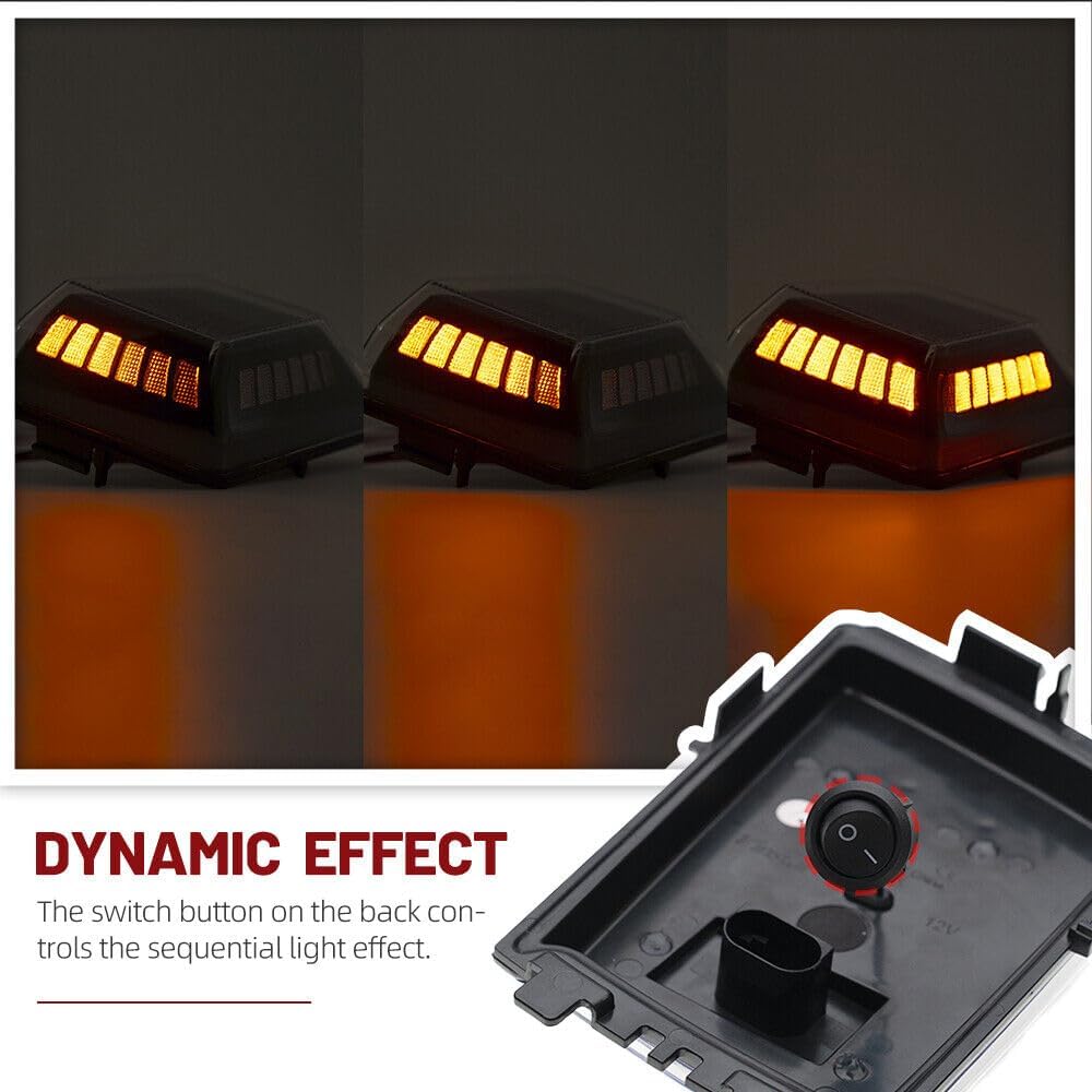 ya 4 8.10 2-Pack Sequential Amber LED Turn Signal Lights for 19-24 for Mercedes-Benz G63 AMG/G550