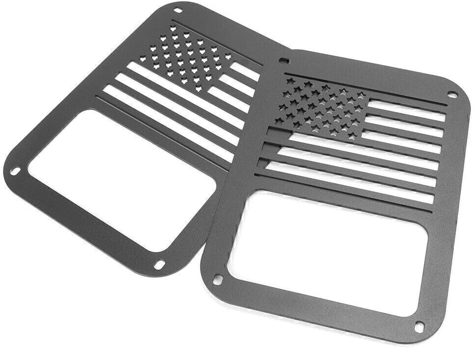 ya 4 8.14 2x Rear American Flag Tail Light Cover Protector fit for Jeep for Wrangler JK 2007-2016