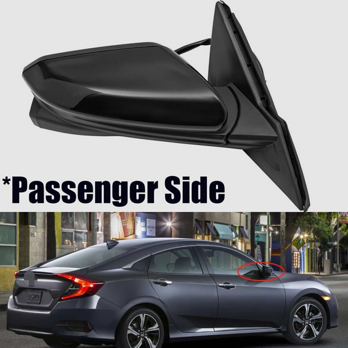 ya 11 9.14 baidiBlack Right Side Mirror Power Heated View Camera for Honda for Civic Sedan 2016-2020