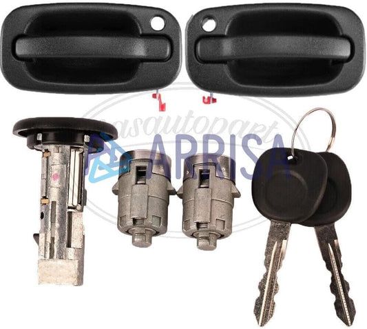 ya 11 9.14 baidiOne Pair of Front Door Handles and Lock Cylinder kit for 2001-2006 for Chevrolet for Silverado for Sierra -