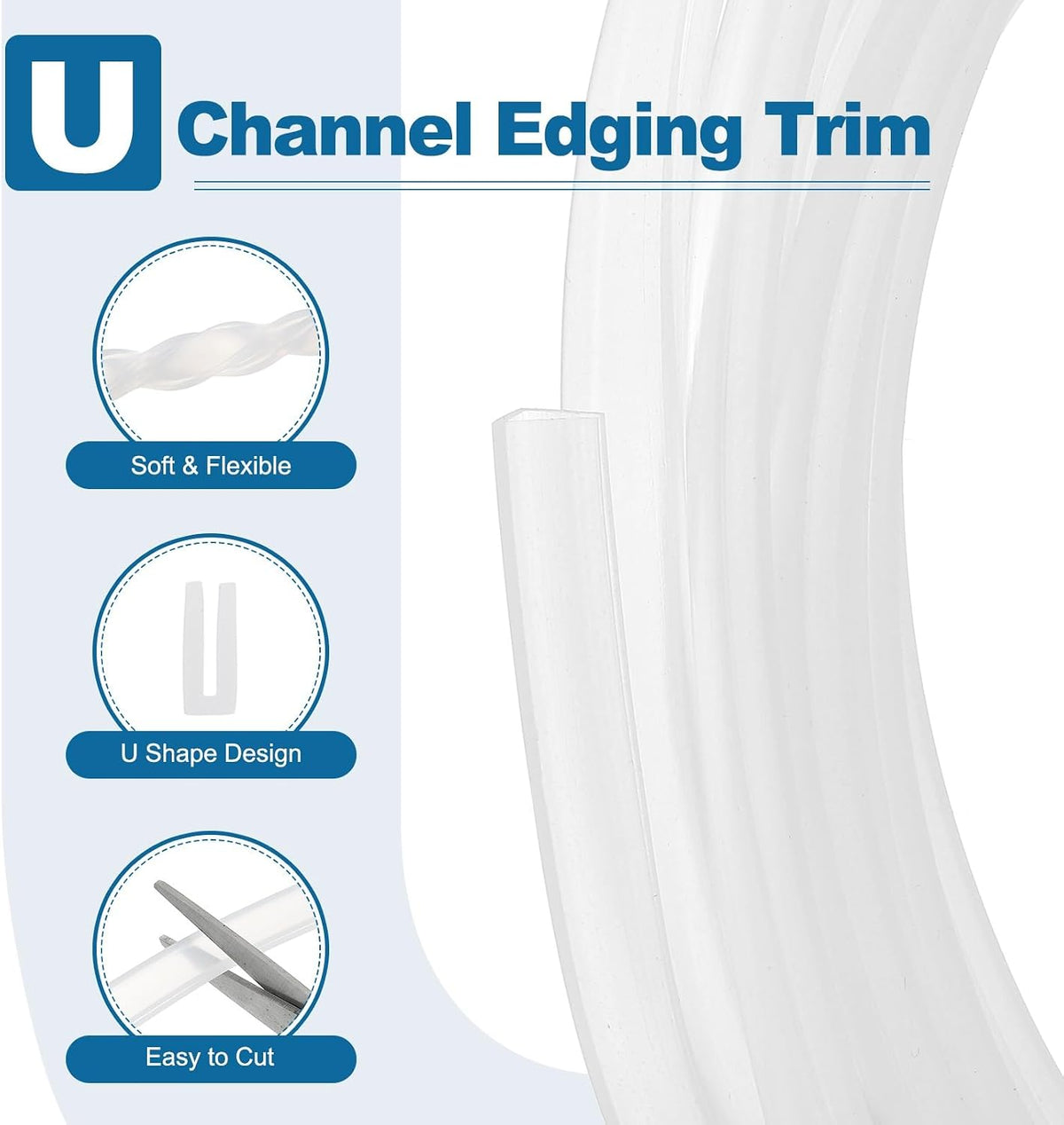 ya 26 10.21 baidi U Channel Edging Trim, 13.1 ft 0.35Wx0.04Tx0.2H Sheet Ed Guard Protector