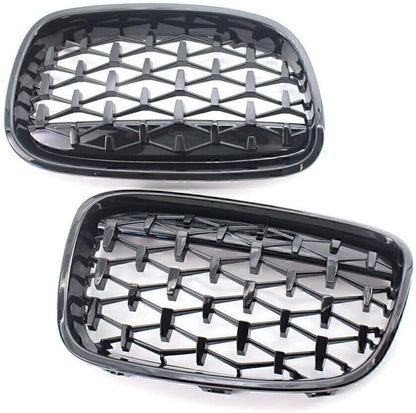 ya 9 10.24 Diamond Meteor Front Kidney Grill Grille Gloss Black for BMW 1 Series F20 1