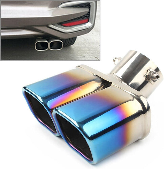 ya 14 9.20 zhengce Stainless Steel Car Rear Dual Pipe Tail Muffler Tip Throat Tailpipe Blue-1