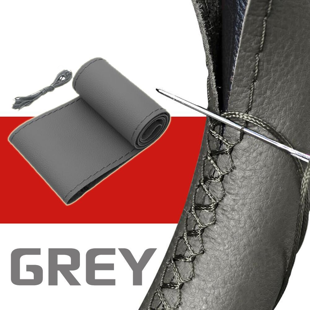 ya 4 8.24 baidi Car Gray Hand Sew Steering Wheel Cover DIY Hand Sewing Leather Covers 15 ¡± NEW
