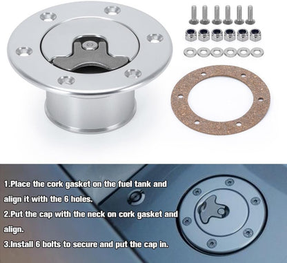 ya 5 8.10 Billet Aluminum Aircraft Style Hotrod Ratrod Gas Fuel Filler Cap Flush Mount PQY
