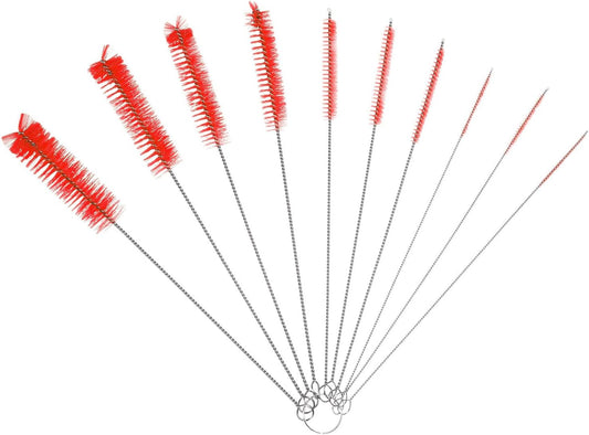 ya 26 10.21 baidi Long Straw Brush 10 Inch, 1 Set/10 Pcs Nylon Pipe Tube Cleaner, Red