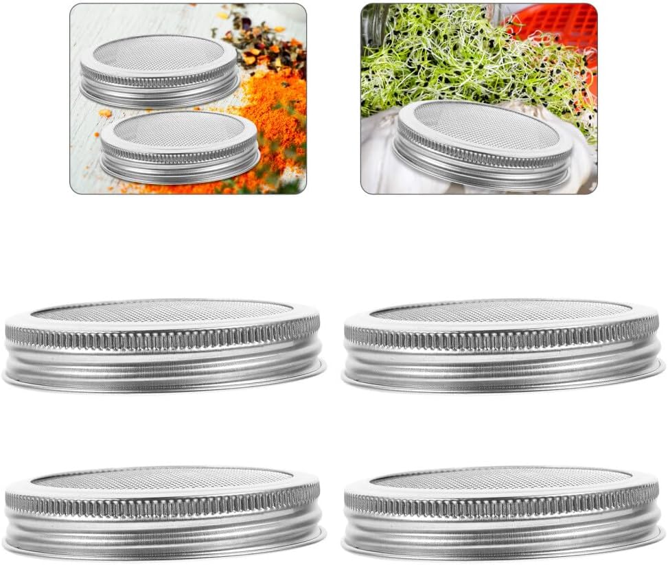 ya 14 9.20 baidi 4pcs Stainless Steel Mesh Sprouting Lid Mason Jar Lids for ing Bean Broccoli-1