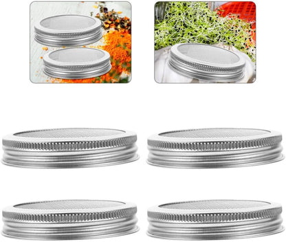 ya 14 9.20 baidi 4pcs Stainless Steel Mesh Sprouting Lid Mason Jar Lids for ing Bean Broccoli-1