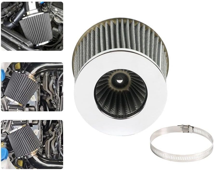 ya 13 9.15 baidi Silver 3/76mm High Flow Inlet Cold Air Intake Cone Replacement Dry Air Filter