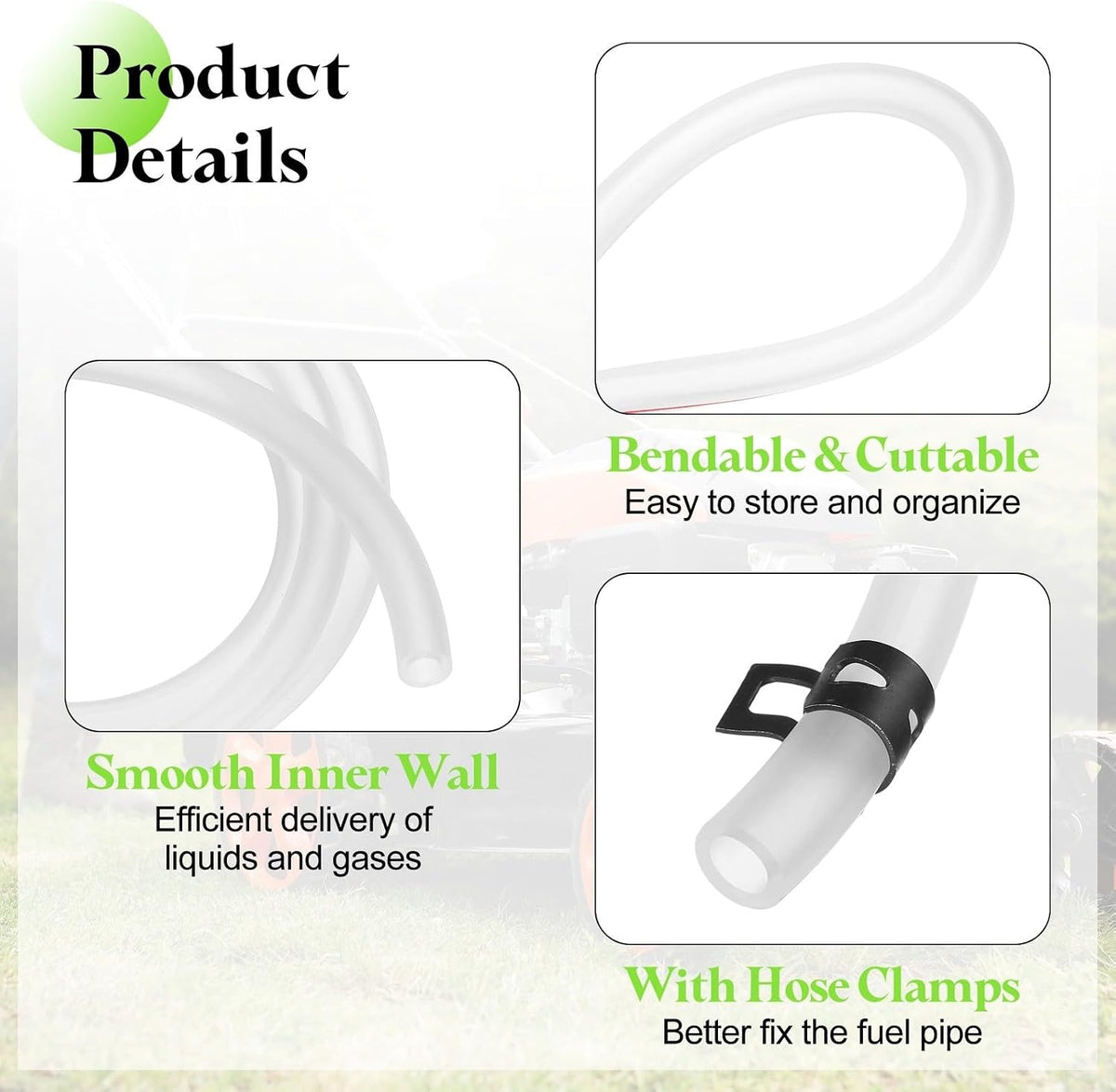 ya 9 10.24 10 Feet Fuel Line Hose 3/16 Inch ID Silicone Fuel Line with Hose Clamp Clear