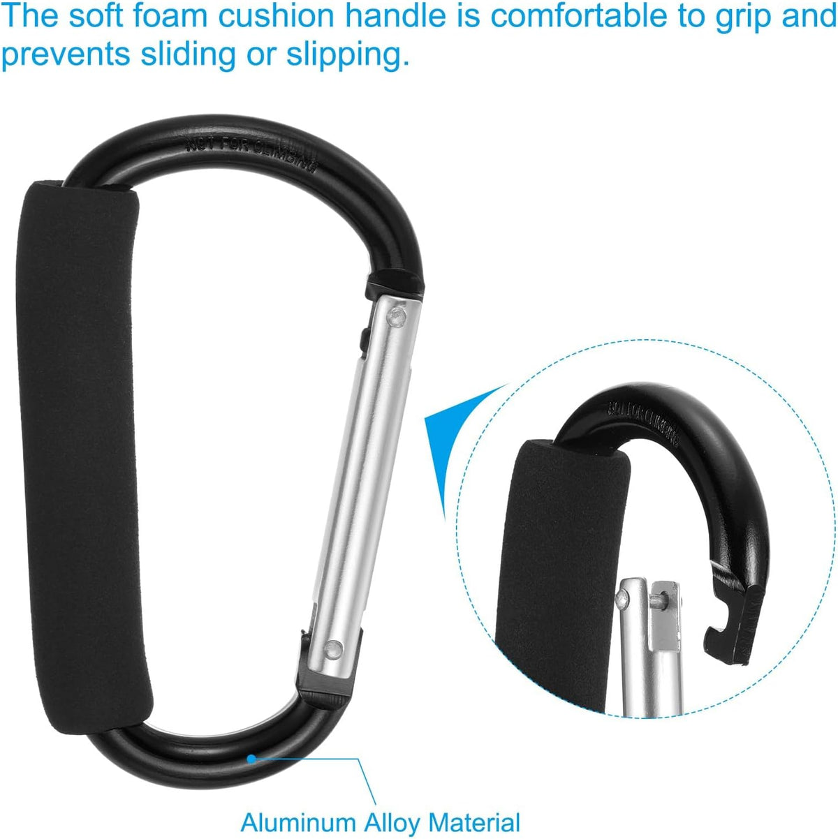 ya 26 10.21 baidi 2pcs 5.5 Lar Shopping Bag Hooks Organizer Mommy Multipurpose Clip, Black