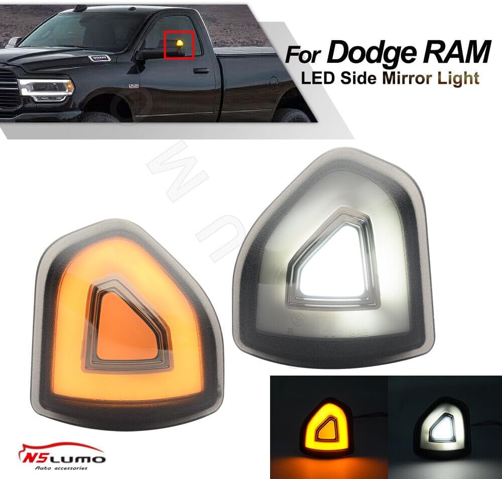 ya 7 8.24 baidi for Dodge for Ram 1500 2500 3500 Smoked LED Side Mirror DRL Turn Signal Parking Light 