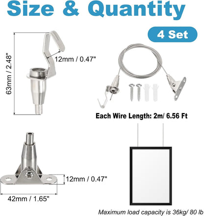 ya 26 10.21 baidi 4 Pcs 2m x 1.5mm Heavy Duty Picture Hanging Wire with 180 Rotary Hook