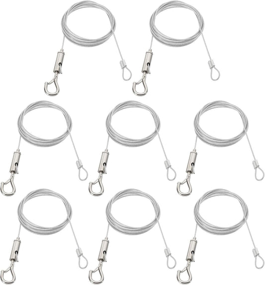 ya 26 10.21 baidi 8 Pcs 2m x 1.5mm Heavy Duty Adjustable PVC Picture Hanging Wire Kit with Loop