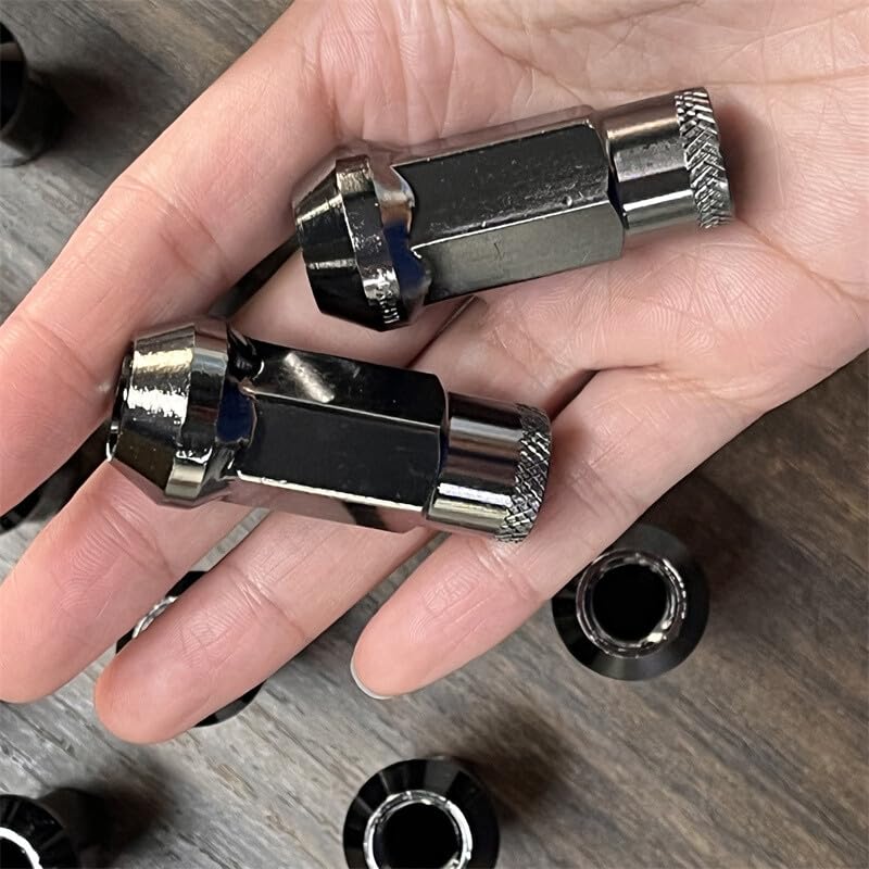 ya 10 9.16 baidi 20pcs M12x1.5 Lug Nuts 48mm Steel Open End Wheel Nuts Bolts w/Socket Gun Black