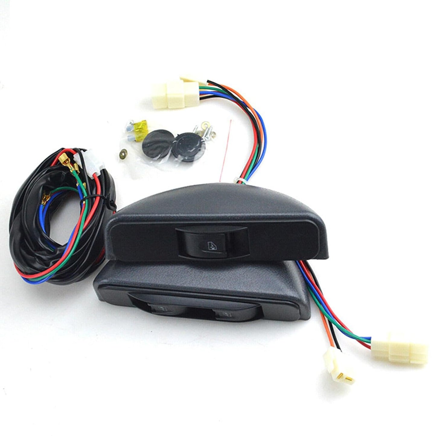 ya 4 8.8 New Universal 3 Rocker Switch Kit Door Lock Power Window for Front 2 Doors 12V