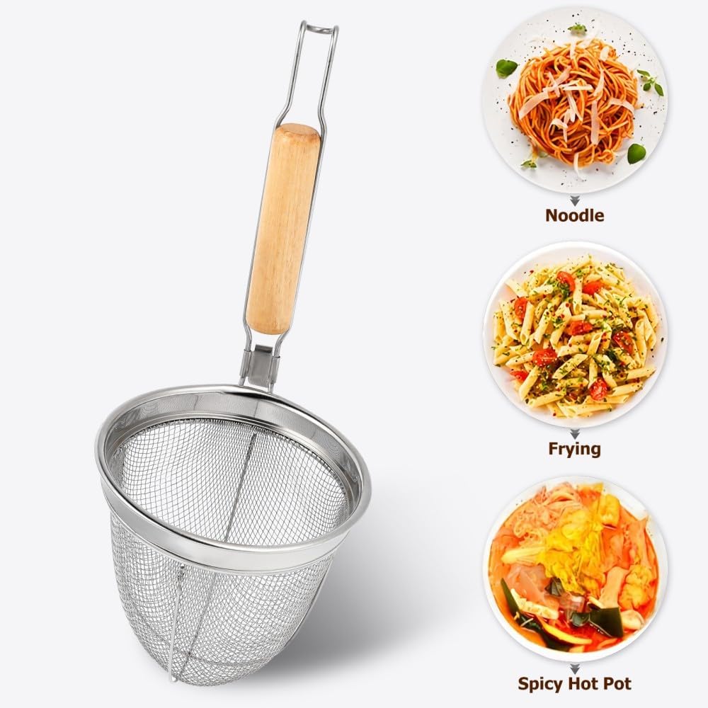 ya 14 9.20 baidi 2 Pcs Stainless Steel Colander Kitchen Noodle Spoon Pasta Strainer-1