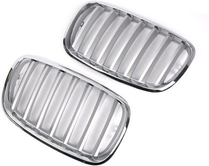 ya 4 8.14 Chrome Car Front Kidney Grille Grill For Fit for BMW E70 X5 E71 X6 2008-2013
