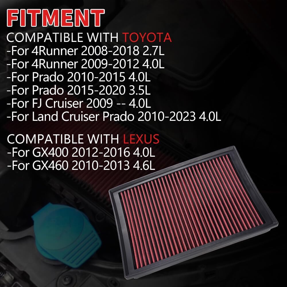 ya 13 9.15 baidi 33-2438 Drop In Engine Air Filter For 2010-2024 for 4Runner FJ Cruiser 4.0L GX460