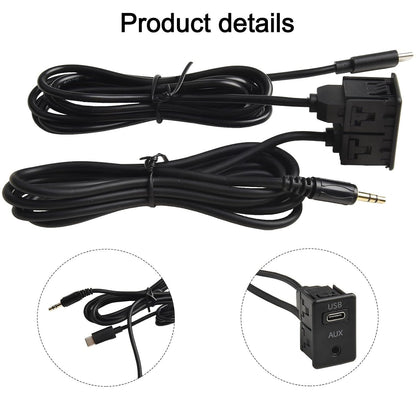 ya 23 10.7 baidi AUX & Type C Panel Socket Adapter for Vehicle Dashboard 145cm Long Cable