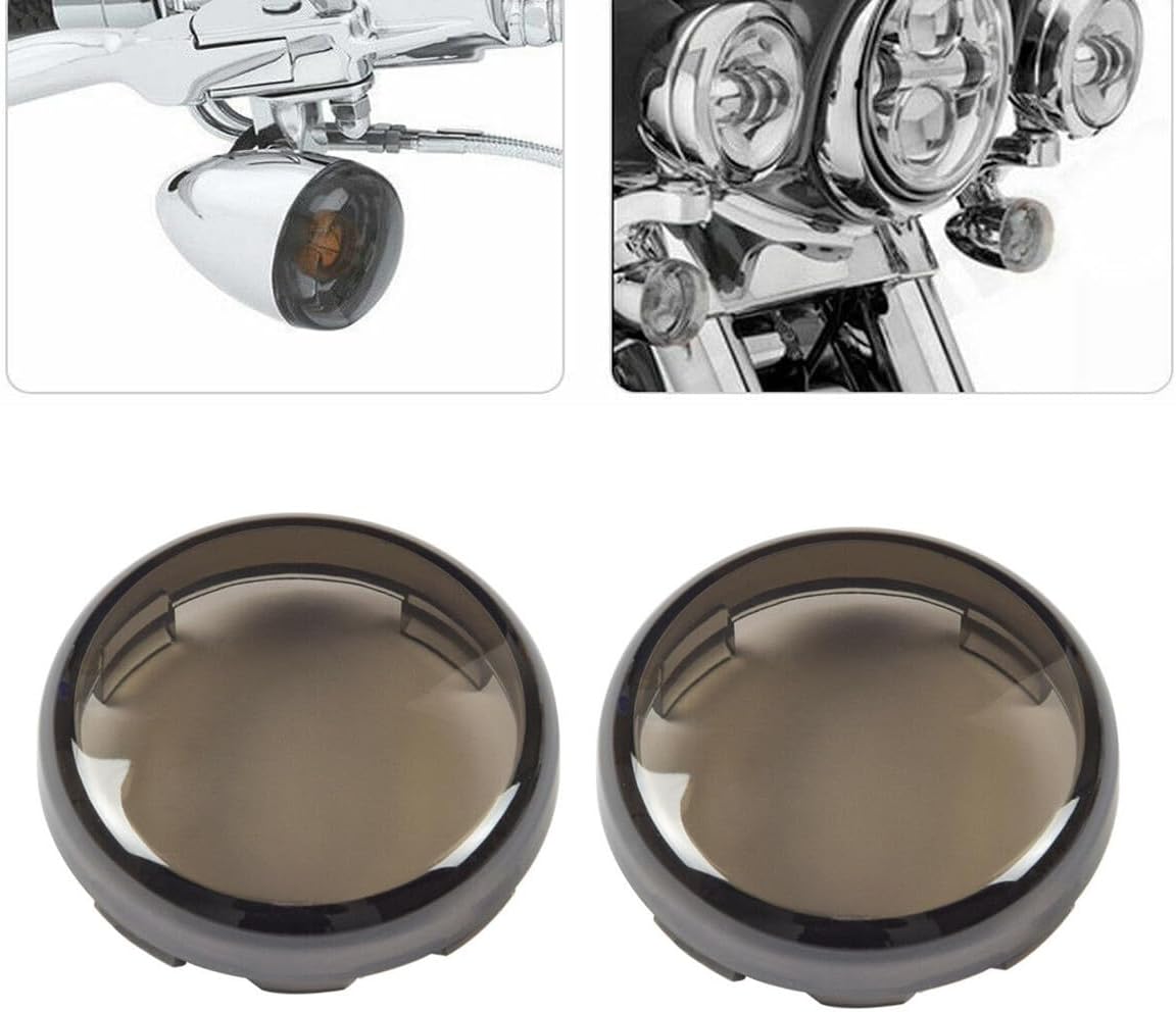 ya 4 8.8.2 2Pcs Motorcycle Smoke Turn Signal Light Lens Cover Smoked for Harley Davidson
