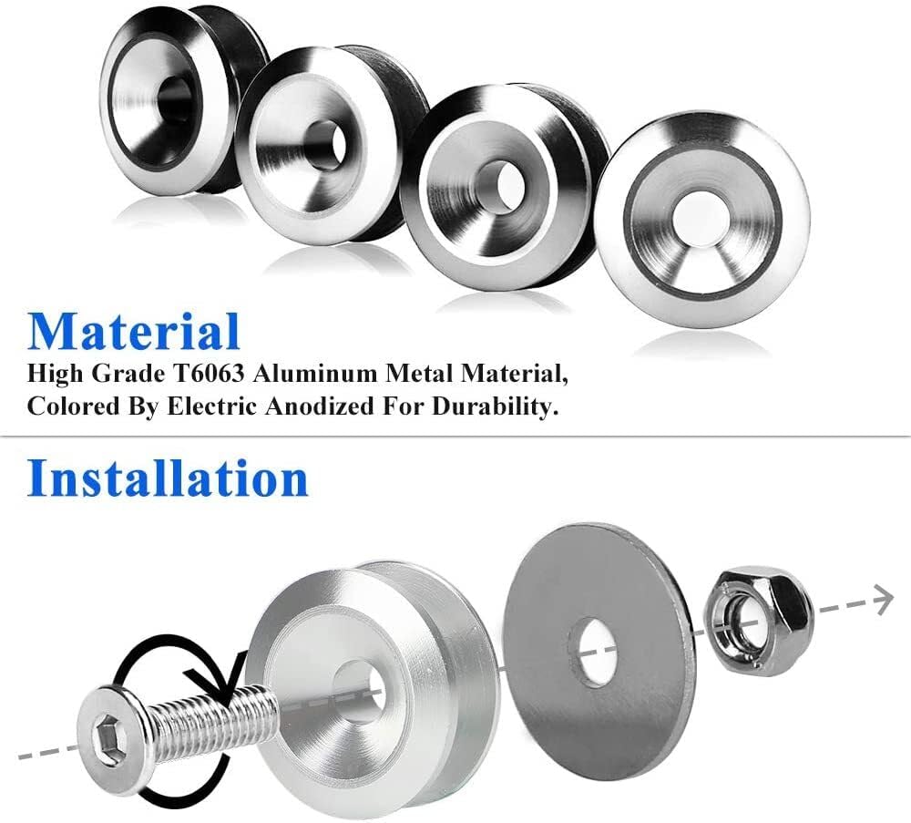 ya 6 8.24 baidi 10pcs Aluminum Car Quick Release Fasteners Bumper Trunk Fender Hatch Lids Kit AS