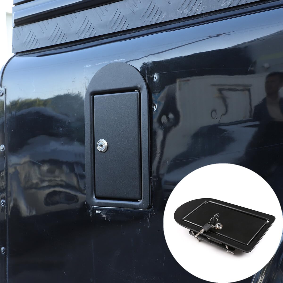ya 5 8.10 Black Alloy Fuel Cap Safety Lock Cover for for Land Rover for Defender 2004-2019