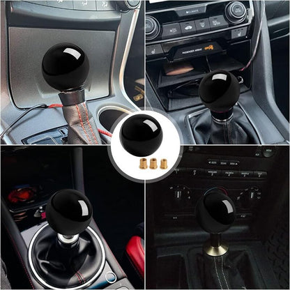 ya 11 9.14 baidiBlack Round Ball Shifter Acrylic Gear Shifter Headband 3 Adapters Universal
