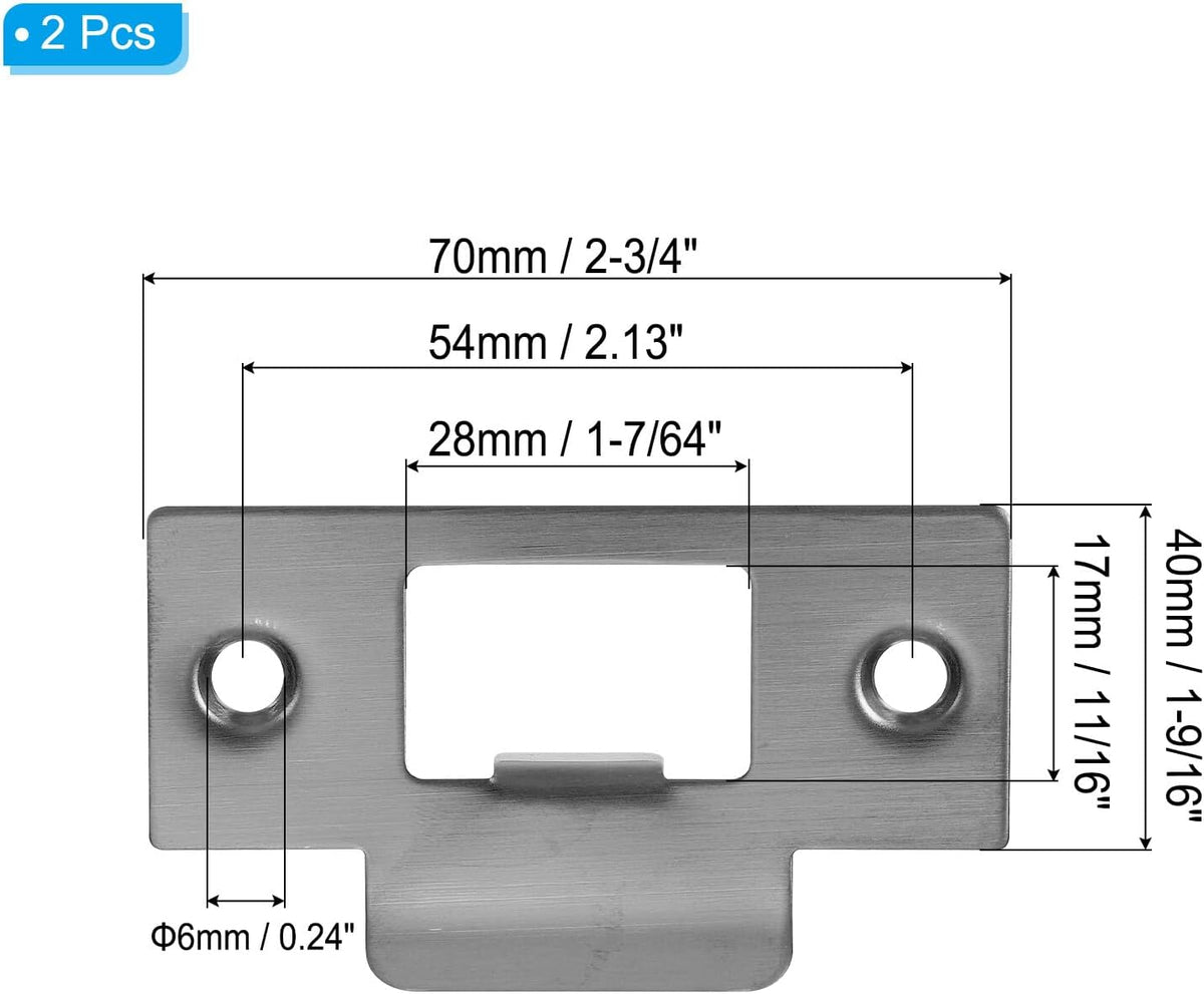 ya 26 10.21 baidi 2-3/4 Stainless T Strike Door Lock Strike Plate, Metal 2 Pcs