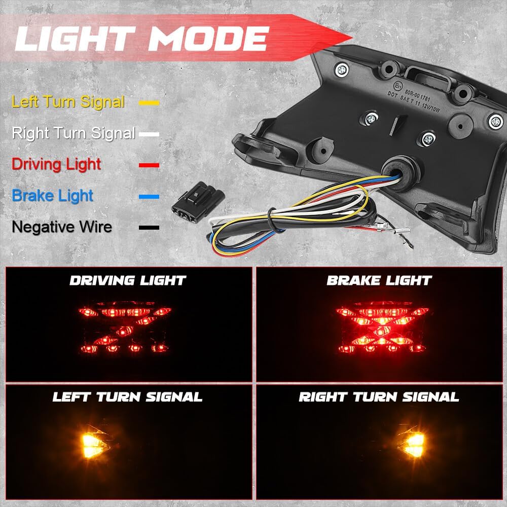 ya 7 8.24 baidi Motorcycle LED Tail Light Rear Brake Turn Lamp for Kawasaki Z900 Z650 2017-2024