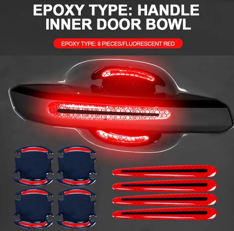 ya 10 9.16 zhengce Red Carbon Fiber Car Door Handle Protector Anti-Scratch Stickers Accessorie