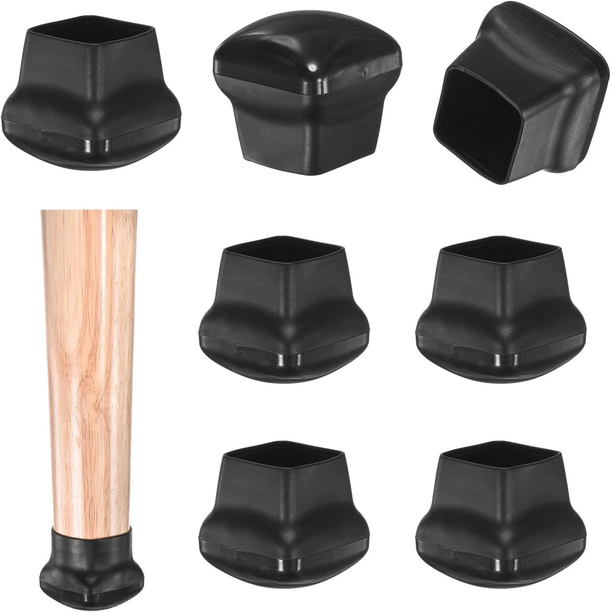 ya 26 10.21 baidi 8-Pack Chair Leg Floor Protectors, 1-1.25 Square PTFE C [Black]