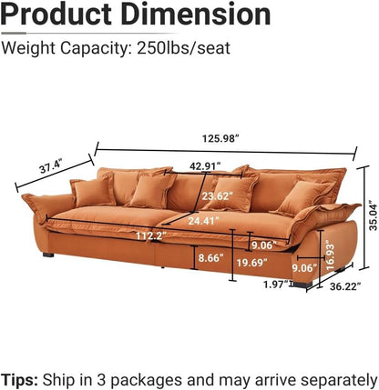 ya 28 10.13 baidi Orange Modular Sectional Sofa, Sailing Design Sofa w/Storage, Removable Bac