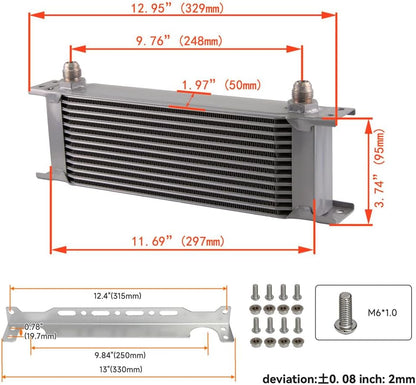 ya 12 10.8 baidi 13 Row AN8 Engine Oil Cooler +Relocation Filter Adapter Hose Kit w/Bracket SL