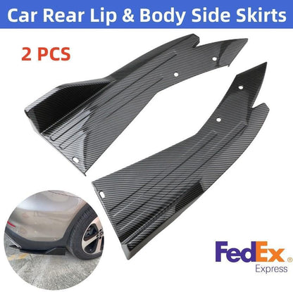 ya 2 8.15 2PCS Car Black Carbon Fiber Look Rear Bumper Lip Side Splitter Diffuser Spoiler