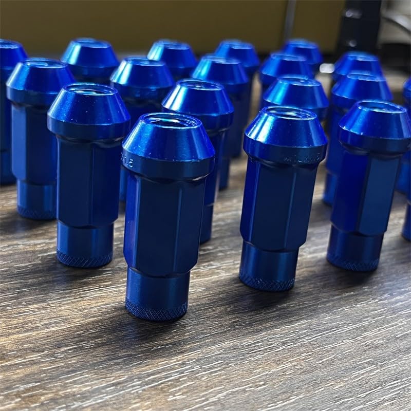 ya 10 9.16 baidi M12x1.5 Lug Nuts 48mm Steel 20 Pieces Open Wheel Nut Bolts with Socket Key Blue -
