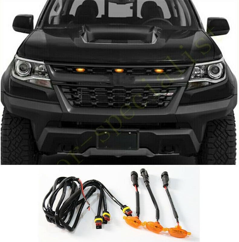 ya 7 8.24 baidi for Chevrolet Colorado 2017-2020 3Pcs Front Grille LED Light Raptor Style Trim